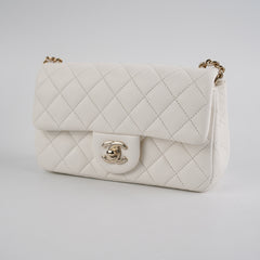 Chanel Mini Rectangular Pearl Crush Lambskin White