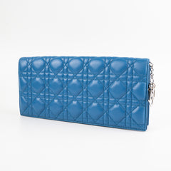 Christian Dior Cannage Lambskin Blue Clutch