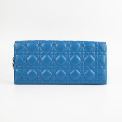 Christian Dior Cannage Lambskin Blue Clutch