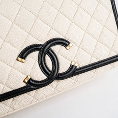 Chanel Filigree Caviar Flap Cream