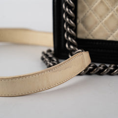 Chanel Small Boy Cream Black Lambskin