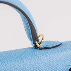 Hermes Mini Kelly 2 Epsom Blue Celeste U Stamp (2022)