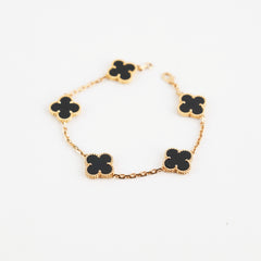 Van Cleef And Arpels Vintage Alhambra 5 Motifs Bracelet Onyx