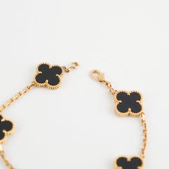 Van Cleef And Arpels Vintage Alhambra 5 Motifs Bracelet Onyx