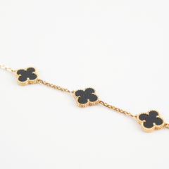 Van Cleef And Arpels Vintage Alhambra 5 Motifs Bracelet Onyx