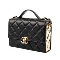 Chanel Seasonal Rectangular Black and Gold Box Bag (Microchipped)