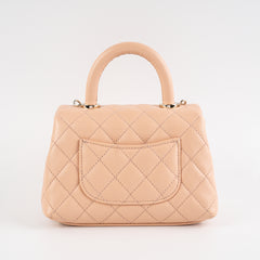 Chanel Mini Coco Handle Peach Caviar Top Handle