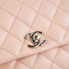 Chanel Mini Coco Handle Peach Caviar Top Handle