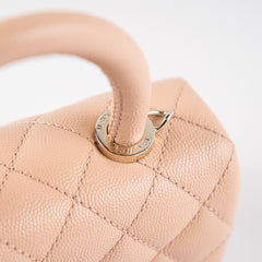 Chanel Mini Coco Handle Peach Caviar Top Handle