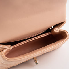 Chanel Mini Coco Handle Peach Caviar Top Handle