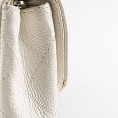 Chanel White Caviar East West Flap Shoulder Bag