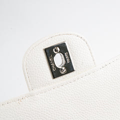 Chanel White Caviar East West Flap Shoulder Bag