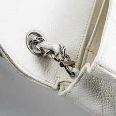 Chanel White Caviar East West Flap Shoulder Bag