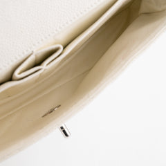 Chanel White Caviar East West Flap Shoulder Bag