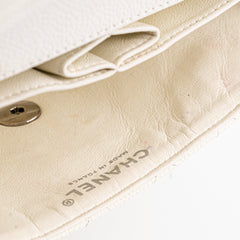 Chanel White Caviar East West Flap Shoulder Bag