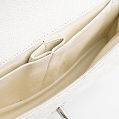 Chanel White Caviar East West Flap Shoulder Bag