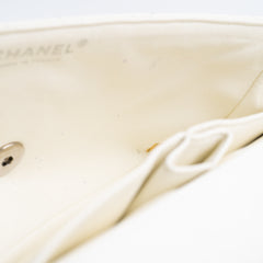 Chanel White Caviar East West Flap Shoulder Bag