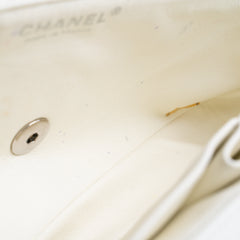 Chanel White Caviar East West Flap Shoulder Bag