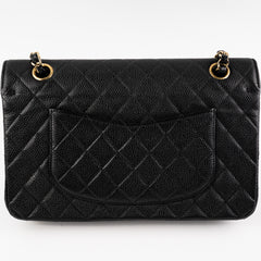 ITEM 17 - Chanel Vintage Classic Medium/Large Black Caviar 24K Gold