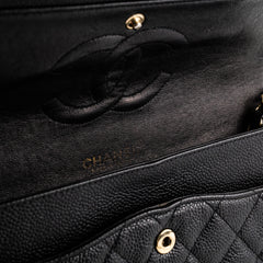 ITEM 17 - Chanel Vintage Classic Medium/Large Black Caviar 24K Gold