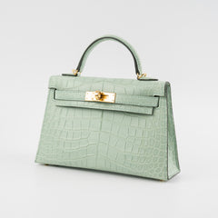Hermes Mini Kelly Alligator Vert D'Eau B Stamp (2023)