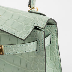 Hermes Mini Kelly Alligator Vert D'Eau B Stamp (2023)