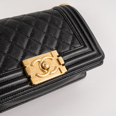 Chanel Caviar Small Black Boy Gold Hardware