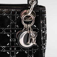 Christian Dior Mini Lady Dior Strass Satin Bag Black