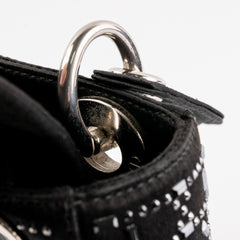 Christian Dior Mini Lady Dior Strass Satin Bag Black
