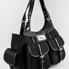 Christian Dior Canvas Shoulder Bag Black
