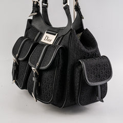 Christian Dior Canvas Shoulder Bag Black