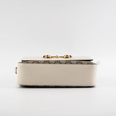 Gucci Horsebit Monogram White Crossbody Bag