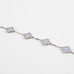 Van Cleef and Arpels 5 Motif Chalcedony White Gold Bracelet