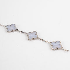 Van Cleef and Arpels 5 Motif Chalcedony White Gold Bracelet