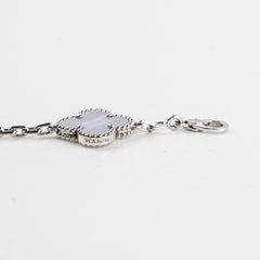 Van Cleef and Arpels 5 Motif Chalcedony White Gold Bracelet
