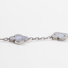 Van Cleef and Arpels 5 Motif Chalcedony White Gold Bracelet