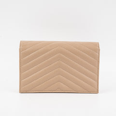 Saint Laurent Cassandre Envelope Wallet on Chain WOC Beige