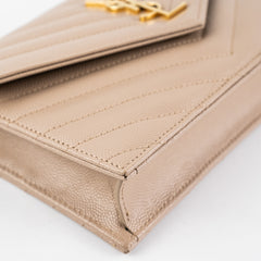 Saint Laurent Cassandre Envelope Wallet on Chain WOC Beige