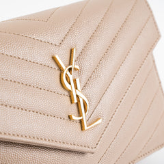 Saint Laurent Cassandre Envelope Wallet on Chain WOC Beige