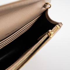 Saint Laurent Cassandre Envelope Wallet on Chain WOC Beige
