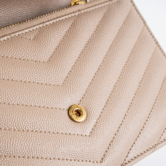 Saint Laurent Cassandre Envelope Wallet on Chain WOC Beige