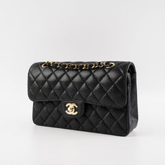 Chanel Caviar Small Double Classic Flap Black Microchip