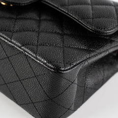 Chanel Caviar Small Double Classic Flap Black Microchip