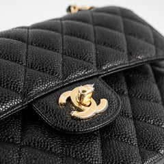 Chanel Caviar Small Double Classic Flap Black Microchip