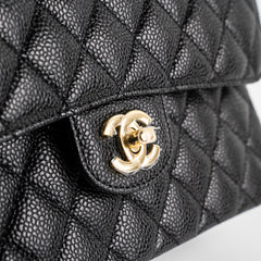 Chanel Caviar Small Double Classic Flap Black Microchip