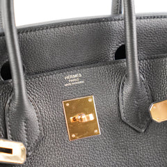 Hermes Birkin 30 Togo Black Noir D Stamp