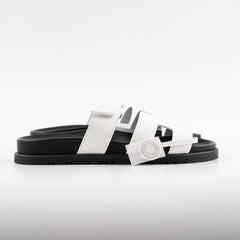 Hermes Chypre Sandals White Calfskin Size 37