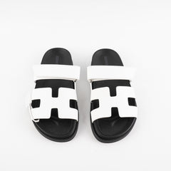 Hermes Chypre Sandals White Calfskin Size 37
