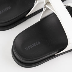 Hermes Chypre Sandals White Calfskin Size 37