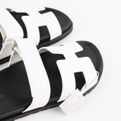 Hermes Chypre Sandals White Calfskin Size 37